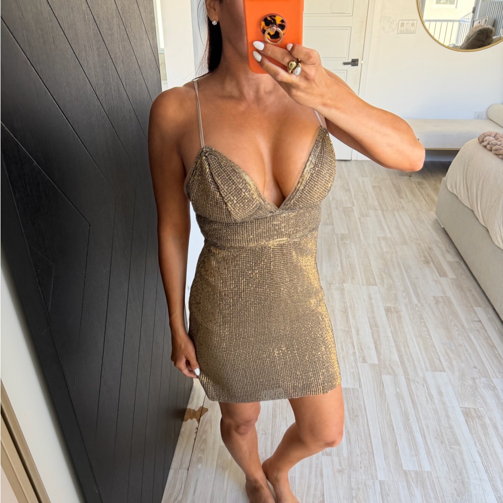 Saylor Gold Mini Dress